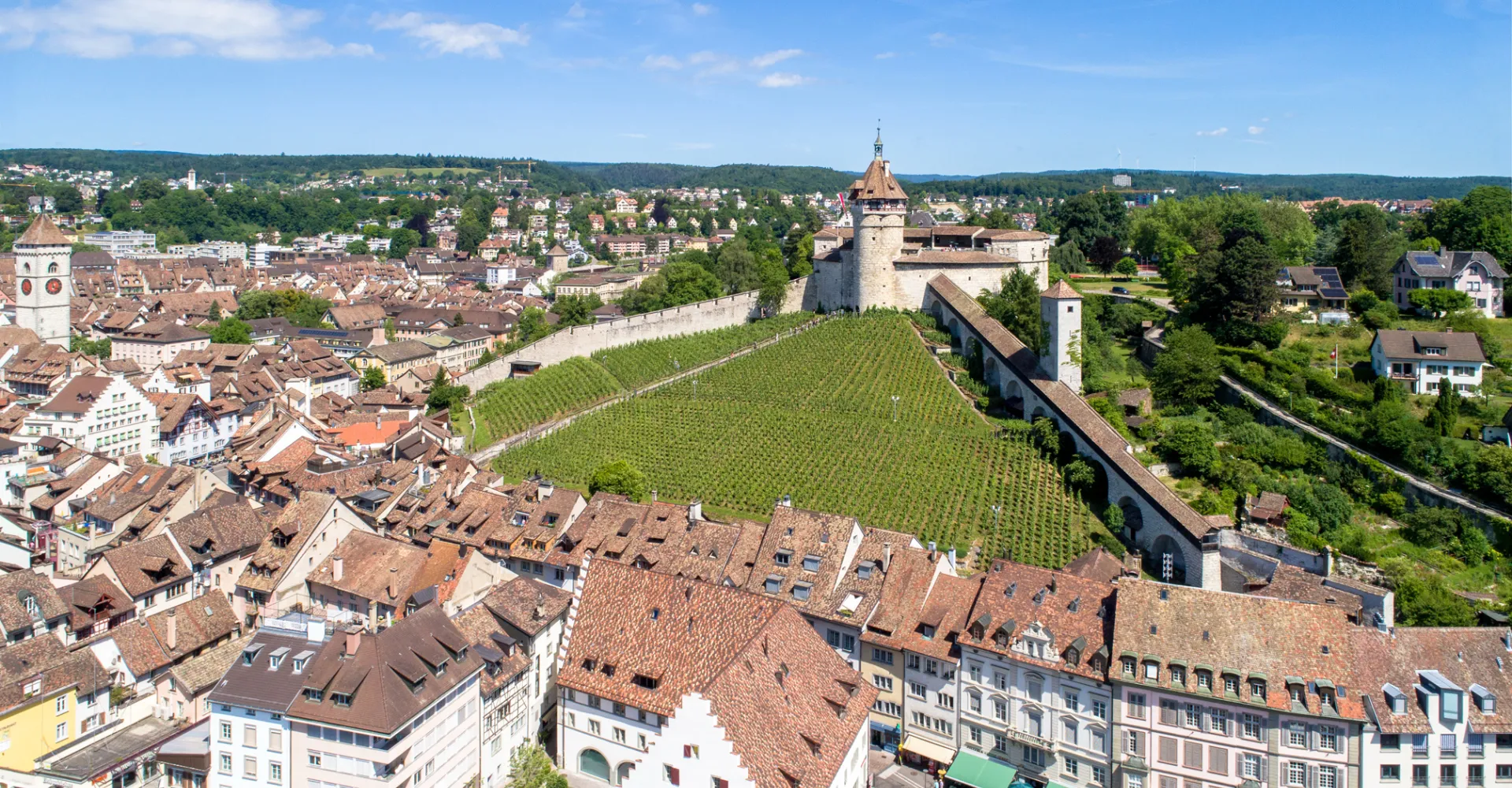 View of the Munot in Schaffhausen's old town