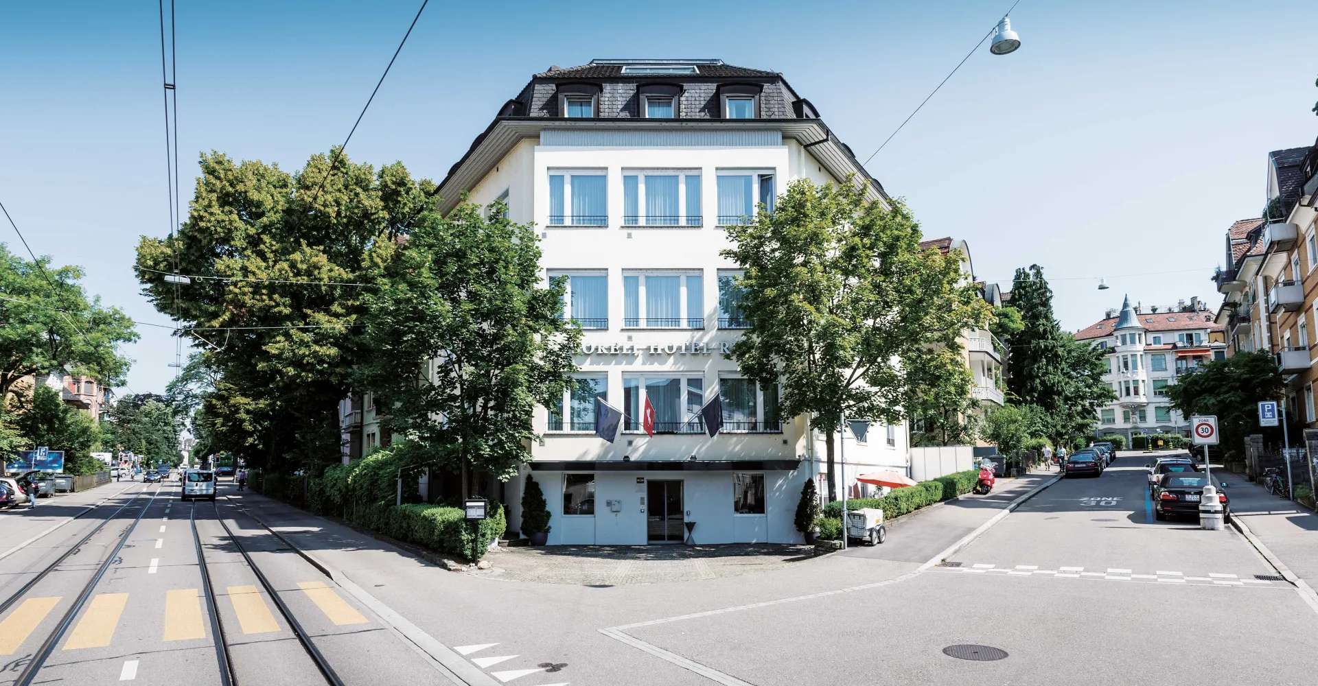 Exterior view of the Hotel Rex in Zurich's Kreis 6 district