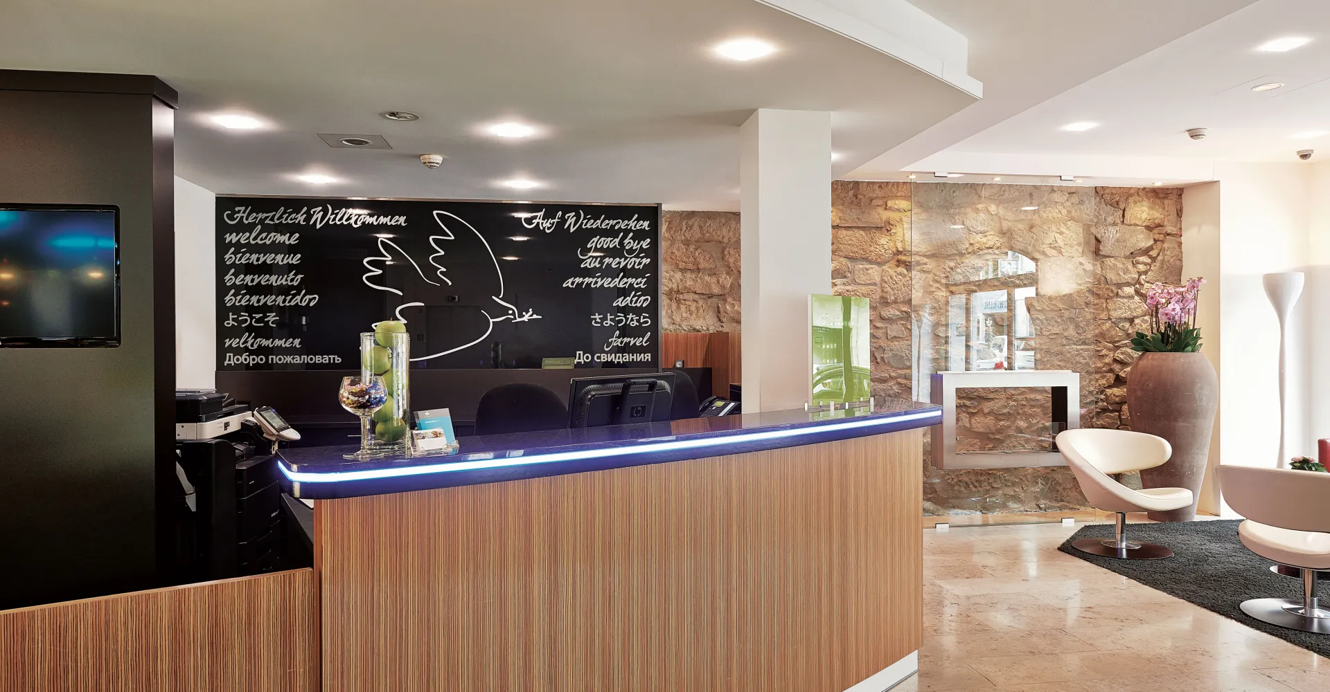 Reception desk at the Sorell Hotel Rütli