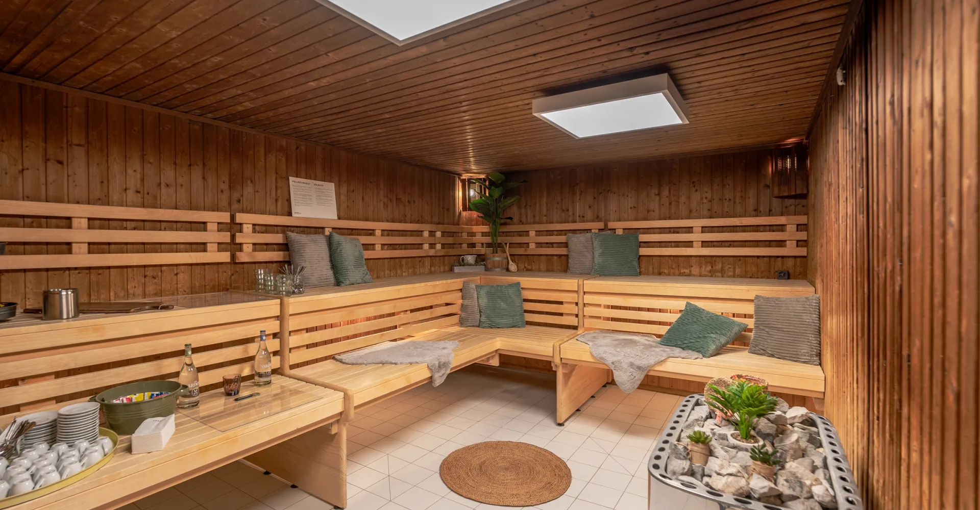 old sauna that has been converted into a coffee room