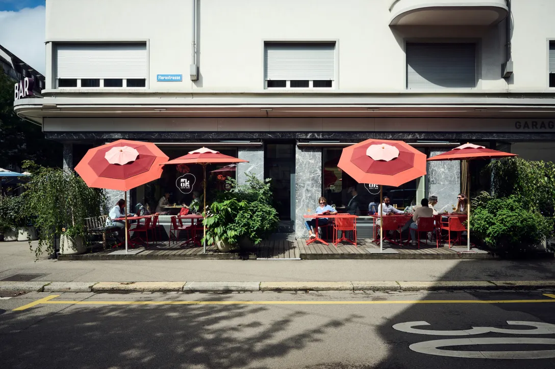 Outside view of the Hotel Seefeld, with a view on the terrace