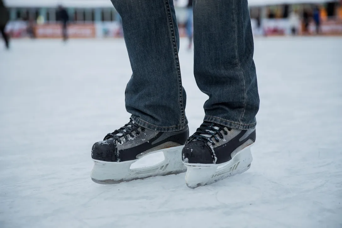 Ice skates on ice