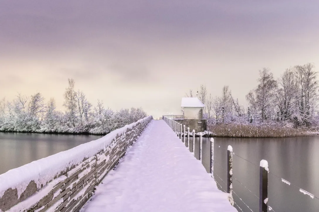 Rapperswil footbridge covered in snow
