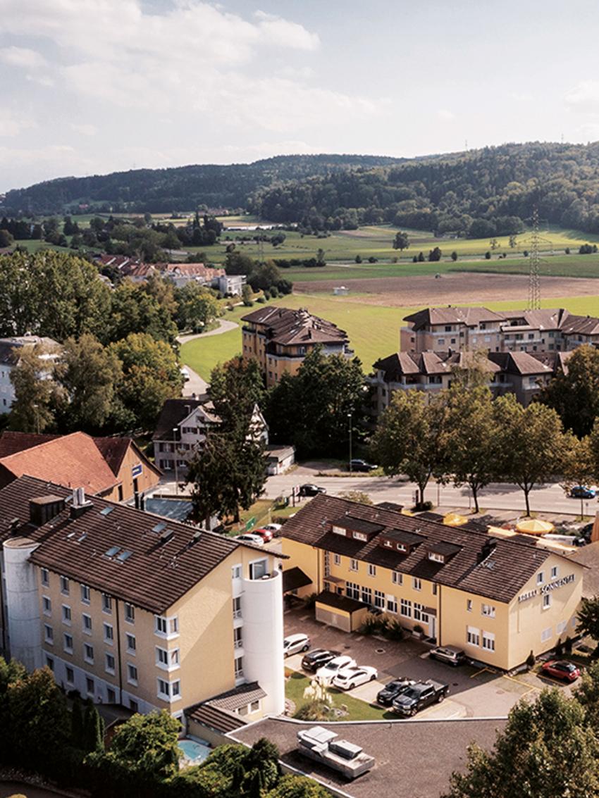 Luftaufnahme des Sorell Hotels Sonnetal