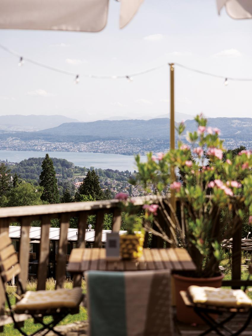 Aussicht von der Terrasse des Hotels Zürichberg