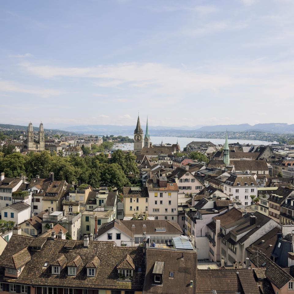 Luftaufnahme der Züricher Altstadt