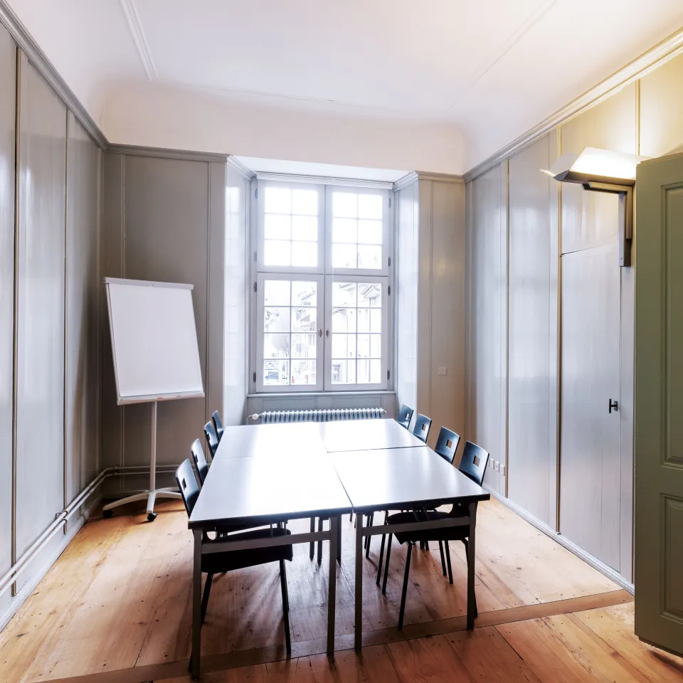 Shot of the group room with a block table