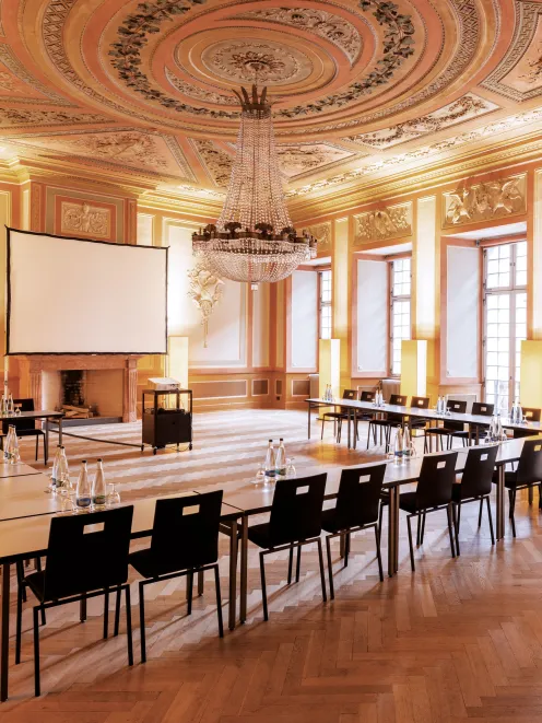 Photo of the guild hall with seating