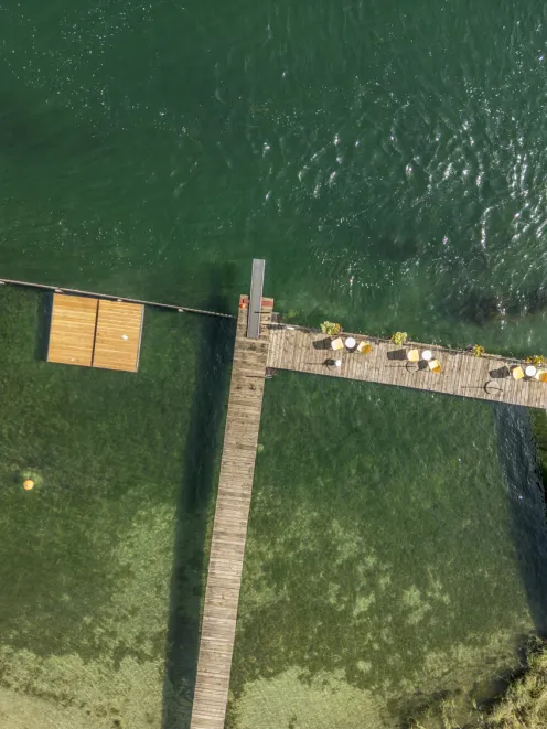 Outdoor pools in Schaffhausen Stein am Rhein Espi Badi with wooden jetty