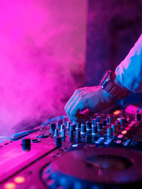 Club with a DJ and music with lights